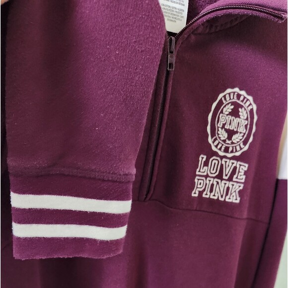 PINK Maroon jersey logo half-zip sweatshirt - Picture 2 of 6